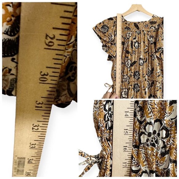 New with tag, ULLA JOHNSON Zuma Printed Tie-front Midi Dress In Amber Size 2 - Picture 15 of 16
